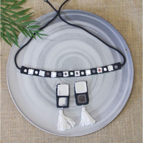 Mirror work Necklace and Earring
