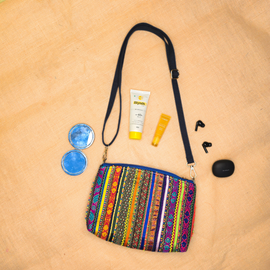 Pabiben- Blue & Multicolour Hari Jari Art Pabi Rectangular Sling Bag - Image 4