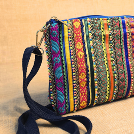 Pabiben- Blue & Multicolour Hari Jari Art Pabi Rectangular Sling Bag - Image 3