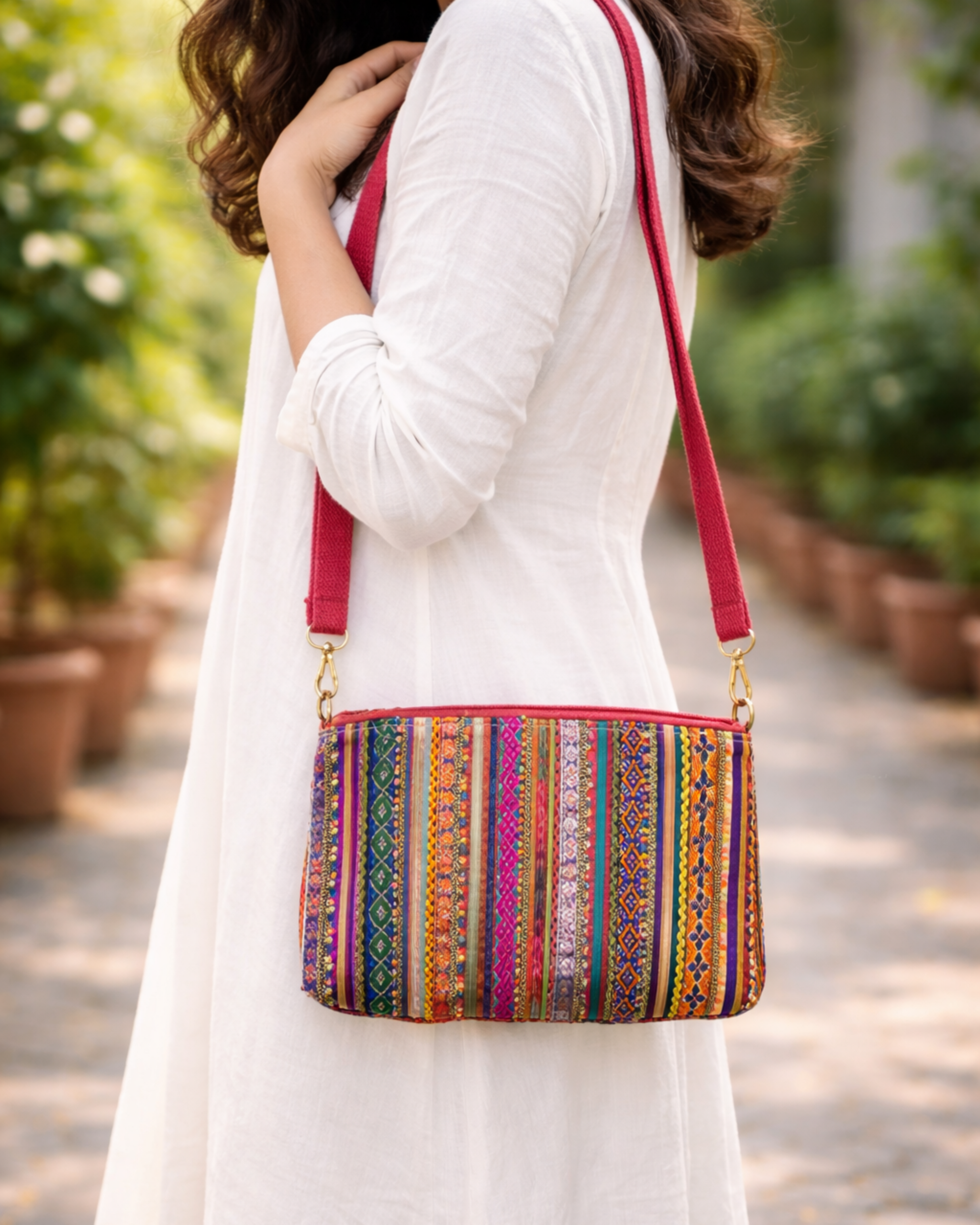 Hari Jari Art Pabi Rectangular Sling Bag