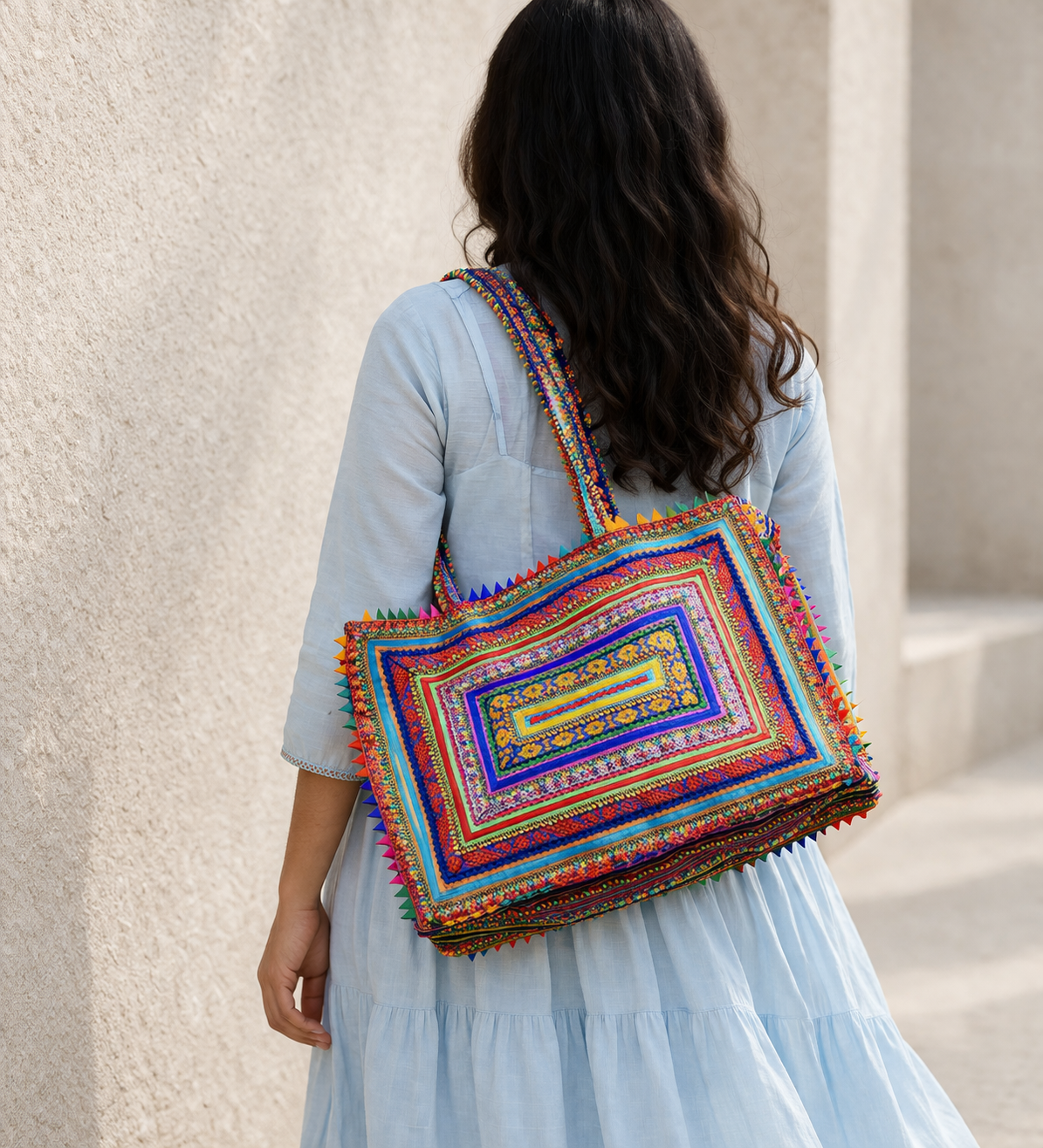 Hari Jari Art Rectangular Large Pabi Bag