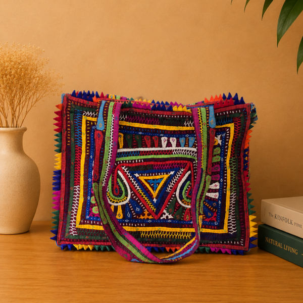 rabari embroidery artwork shoulder bag