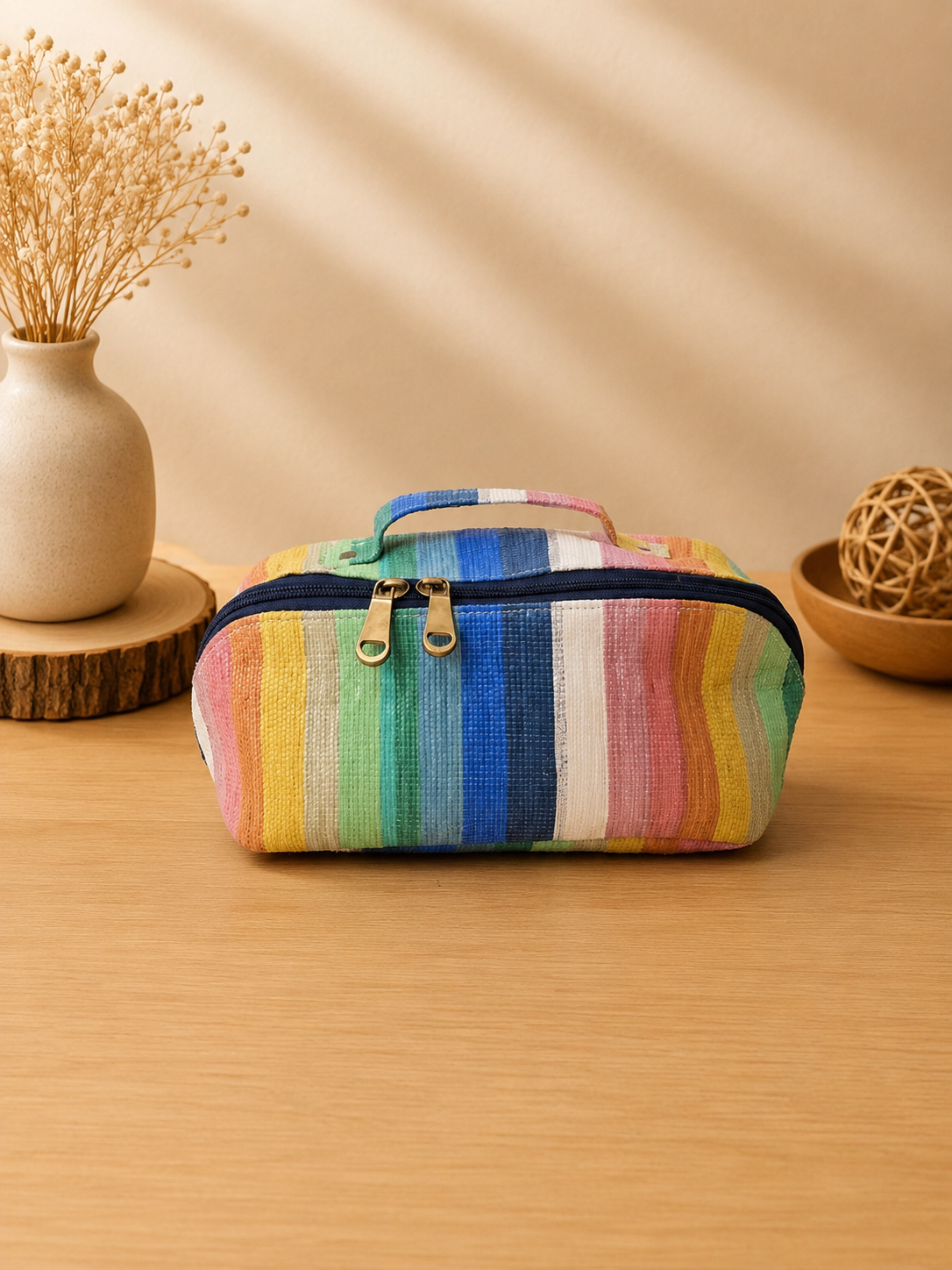 Rajiben- Multicolour Upcycled Plastic Handwoven Multipurpose Bag